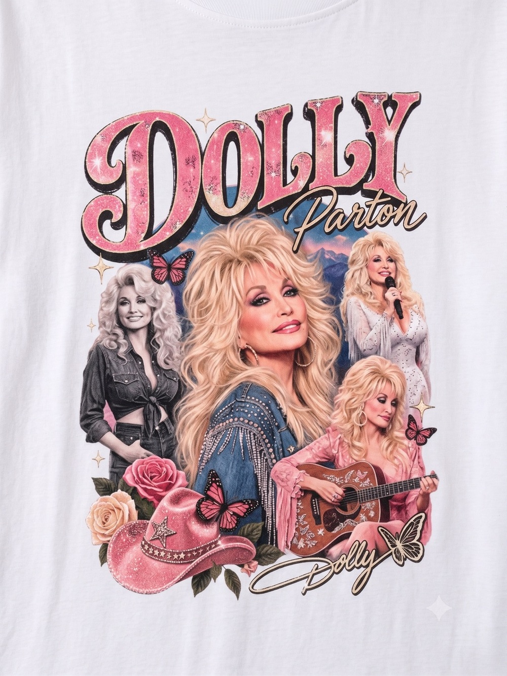 Dolly Parton Music Collage Graphic Tee Unisex T-Shirt - Picture 3 of 7